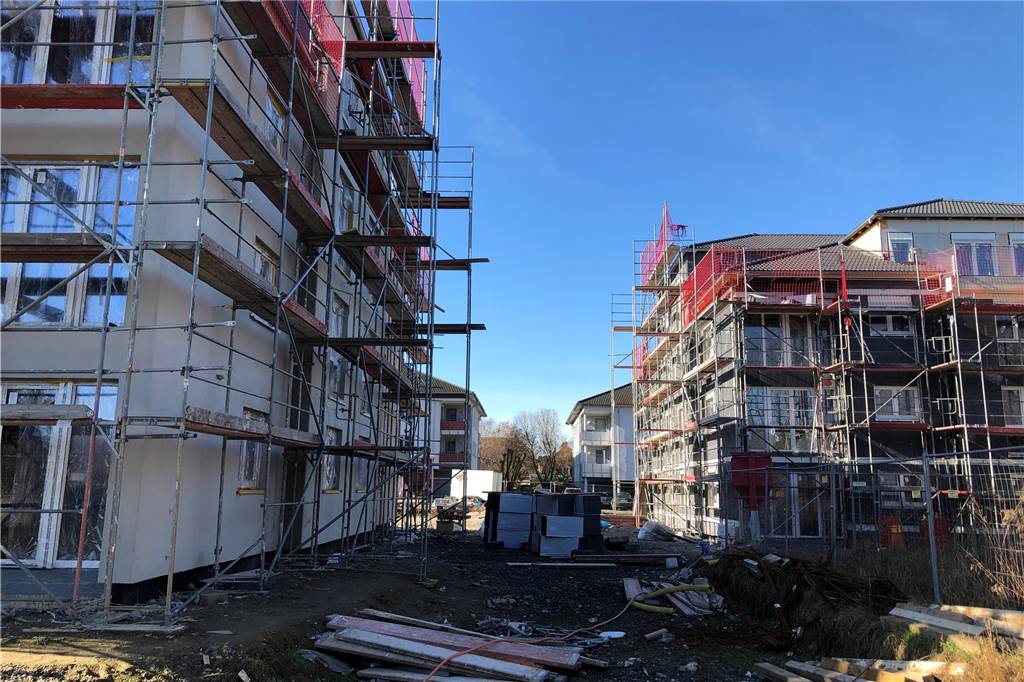 In Dortmunds Nordosten entstehen rund 40 neue Wohnungen So sieht es auf der Bausstelle Am Grenzgraben Ende Februar 2021 aus