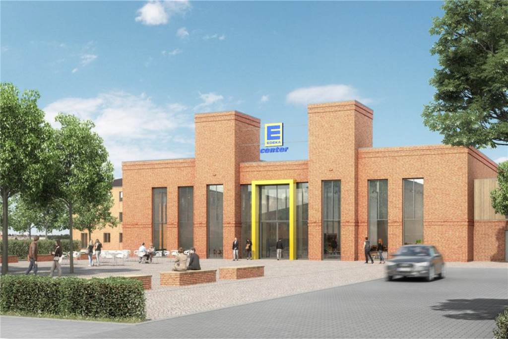 Experten fürchten um die Vredener Innenstadt, wenn das geplante Edeka-Center kommt So soll das Edeka-Center auf dem Bierbaum-Gelände aussehen.