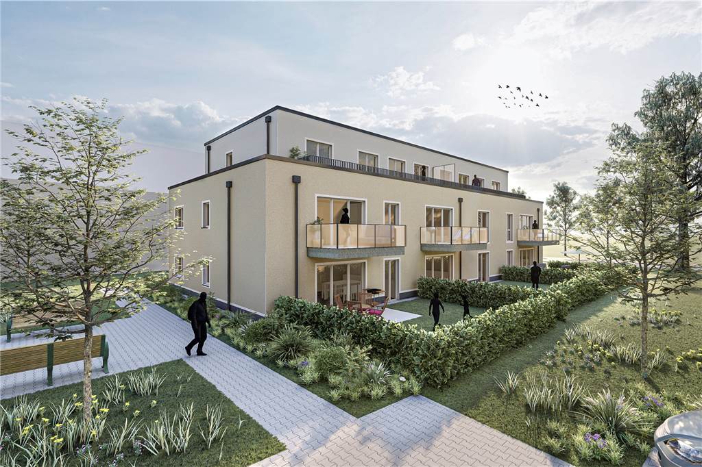 Neubauten statt Grün: Vonovia baut erneut auf Freifläche hinter Mietshäusern So soll das Gebäude aussehen, das Vonovia an der Kuntzestraße bauen möchte.
