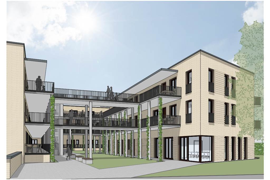 Abriss des Gemeindehauses „Am Hombruchsfeld“ soll bald beginnen Eine Animation zeigt den Neubau Am Hombruchsfeld.
