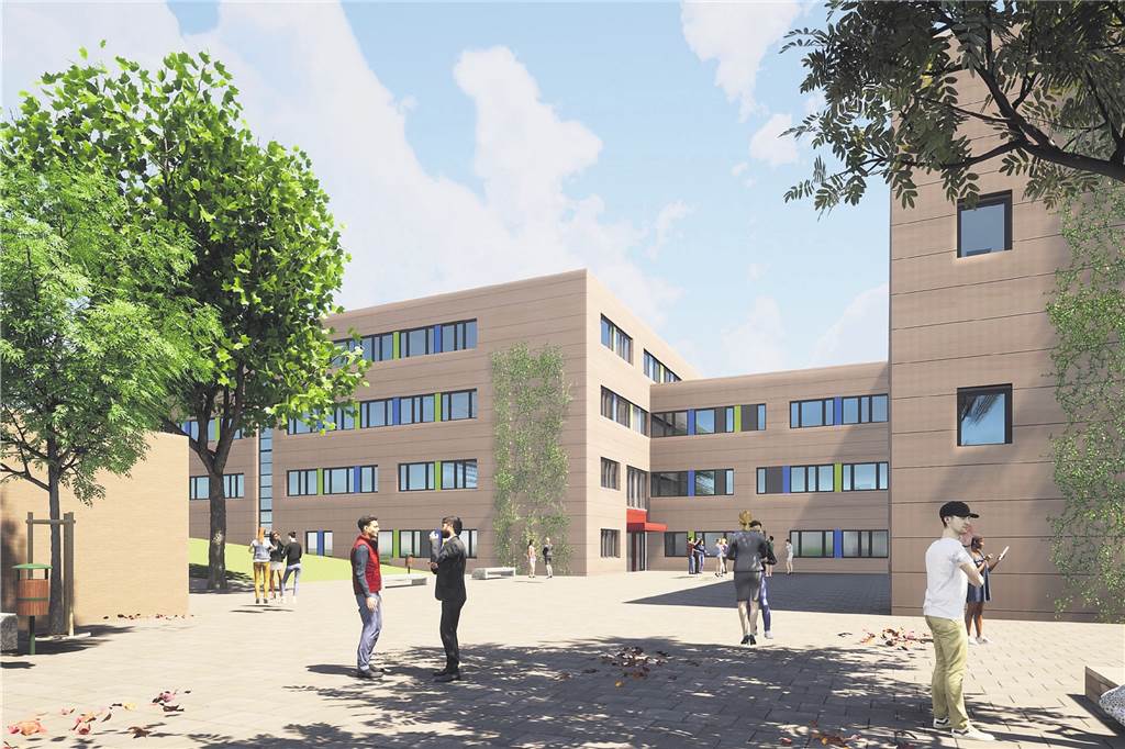 Neubau an einem Dortmunder Gymnasium: Baustelle ruht in den Ferien So soll der Neubau fürs Bert-Brecht-Gymnasium aussehen.