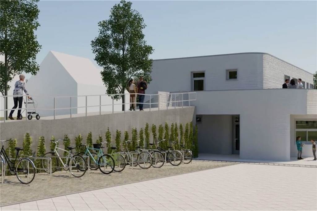 Pilotprojekt in Capelle: 3D-Betondruck hat mit Zeitverzögerung zu kämpfen So soll das neue Vereinsheim aussehen, wenn es im 3D-Betondruck-Verfahren realisiert wird.