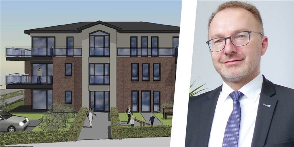 Wohnen in der Lüner City: Elf Mietwohnungen an Graf-Adolf-Straße geplant So soll das neue Wohnhaus in der Lüner City aussehen. Die Volksbank Selm-Bork will es bauen, wie Vorstand Martin Potschadel erklärt.