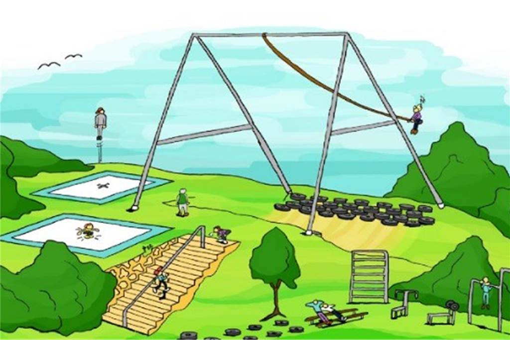 In Angriff genommen: Erdhügel für das Bootcamp am Sportcampus aufgeschüttet Grafik von dem Bootcamp