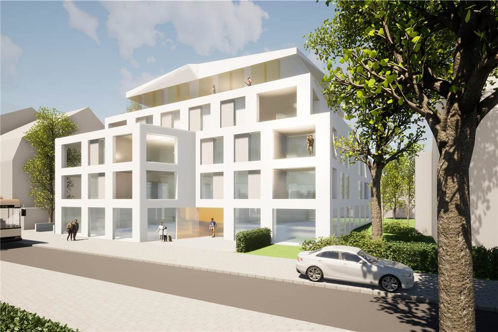 Bauvorhaben an der Erzbergerstraße: Abrissbagger schafft Platz für neues Gebäude So soll das Wohn- und Geschäftshaus an der Erzbergerstraße 10 einmal aussehen.