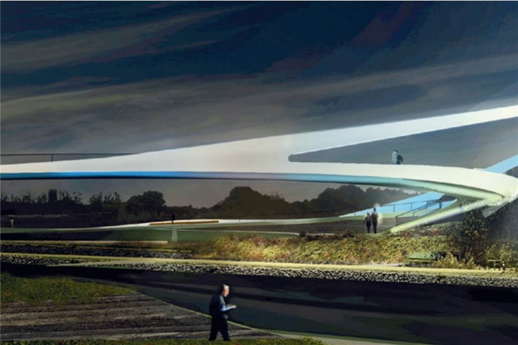 Neues Bild zeigt schemenhaft die 9-Millionen-Brücke Sprung über die Emscher So soll der Sprung über die Emscher nach den Planungen einmal aussehen.