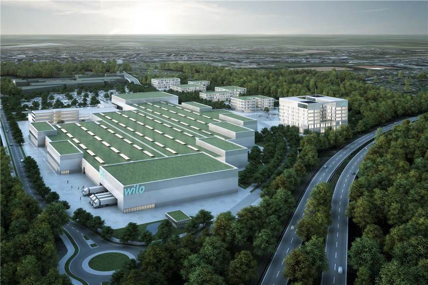 Wilo baut und die Nortkirchenstraße wird gesperrt: Umleitung für Autos und Busse So soll der Wilo-Campus aussehen, wenn er fertig ist. Der Bau des Kreisverkehrs unten in der Animation ist tatsächlich schon weit fortgeschritten.