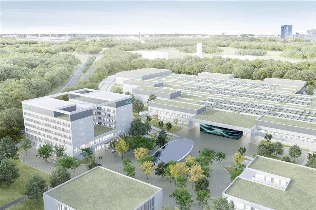So soll der Wilo-Park einmal aussehen, wenn er fertig ist. Vor der neuen Zentrale entsteht ein zentraler Platz von der Größe des Friedensplatzes.