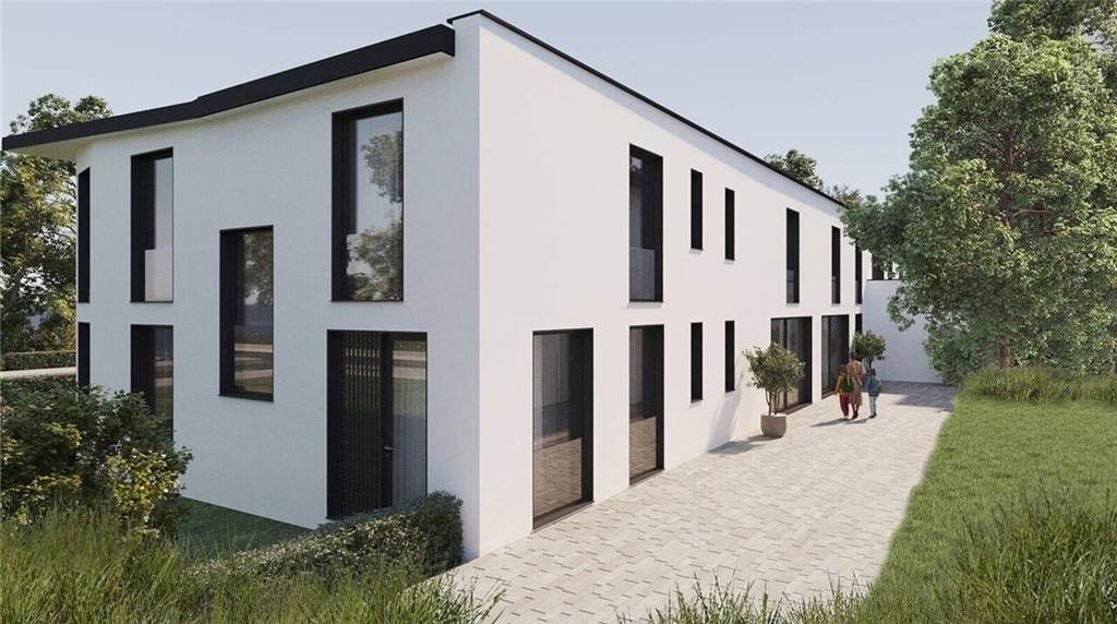 Altstadtnahe Immobilien: Bauherr zieht selbst ein und sucht Nachbarn Eine Visualisierung zeigt, wie die Rückansicht der geplanten Häuser nach der Fertigstellung aussehen soll.