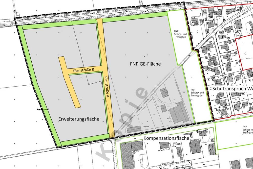 Mit neuer Straße: Hier soll in Lembeck ein Gewerbegebiet entstehen Vekehrsplanung.