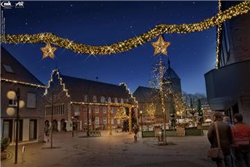 So soll die Weihnachtsbeleuchtung wirken, die noch in diesem Jahr für die Vredener Innenstadt verwirklicht wird. Das neue Konzept schließt die traditionsreiche Weihnachtsglocke ein; das gilt aber nicht für die ebenfalls als Option noch dargestellten leuchtenden Konturen der Gebäude.