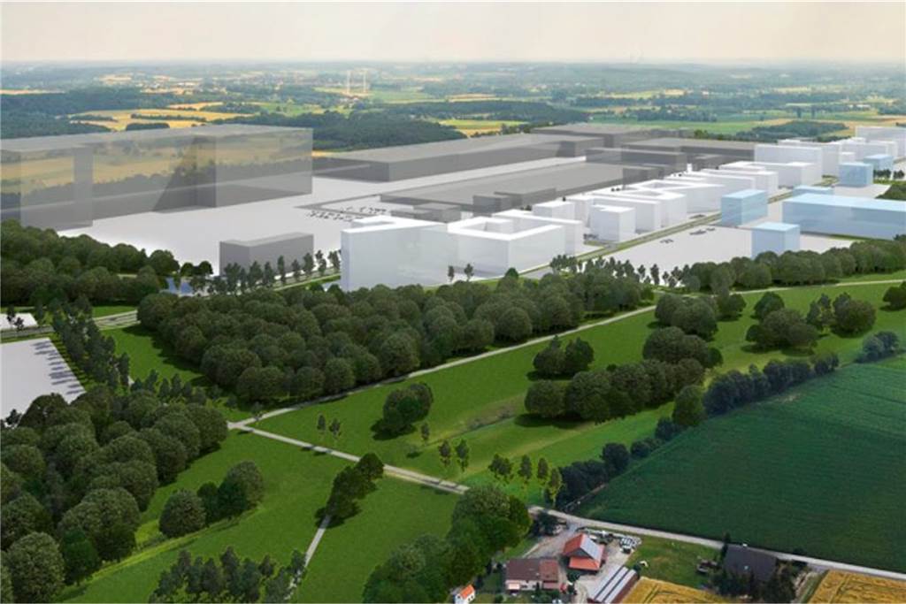 Industrie- und Gewerbegebiet New Park: Zeitplan wird konkreter So soll es einmal auf dem Gelände an der Markfelder Straße aussehen: Industrie und Grün sollen sich abwechseln.