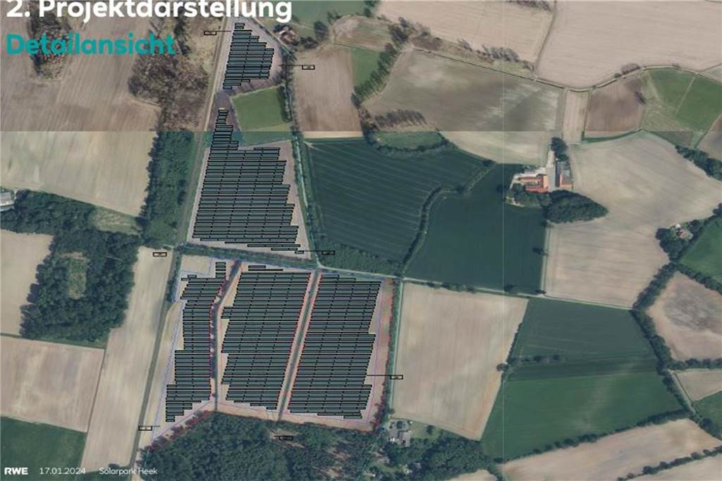 RWE scheitert mit Solarpark-Plan: Heek setzt auf Windkraft und Biogas Skizze vom geplanten Solarpark in Heek