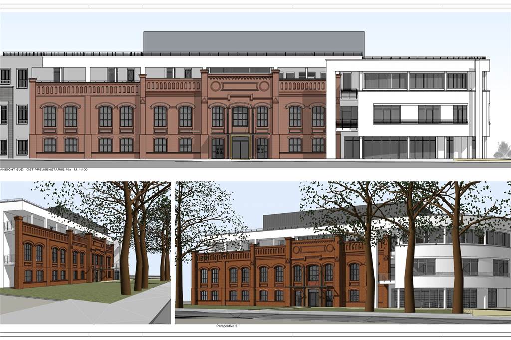 Wohnen auf Zechengelände: Lüner Neubauprojekt erhält alte Fassade So wird das Wohn- und Geschäftshaus aussehen, das sich an die alte Fassade anschließen wird. Platz für eine Gemeinschaftspraxis, eine Praxis für Physiotherapie, eine Apotheke, eineTagespflege und eine Wohngruppe sowie neun weitere Wohnungen. Der Neubau wird ein Flachdach mit Vordach haben.