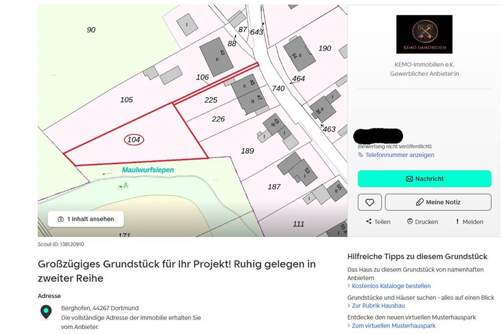 Experte warnt vor Kauf eines „Baugrundstücks“ im Dortmunder Süden ImmobilienScout24