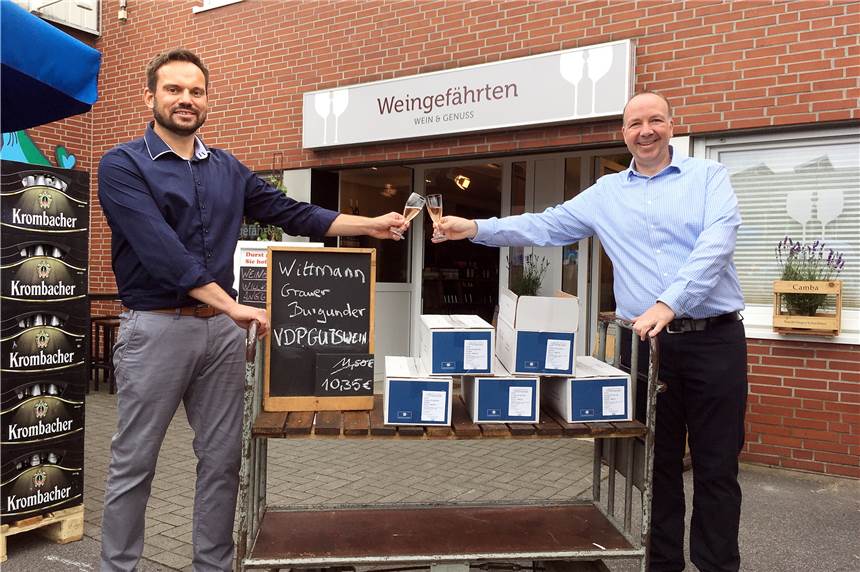 Sommeliermeister in Werne legt Grundstein für eine Wein-Community Sören Genehr (l.) und Frank Bispinghoff eröffneten am Mittwoch die neue Weinhandlung "Weingefährten" an der Landwehrstraße 116.