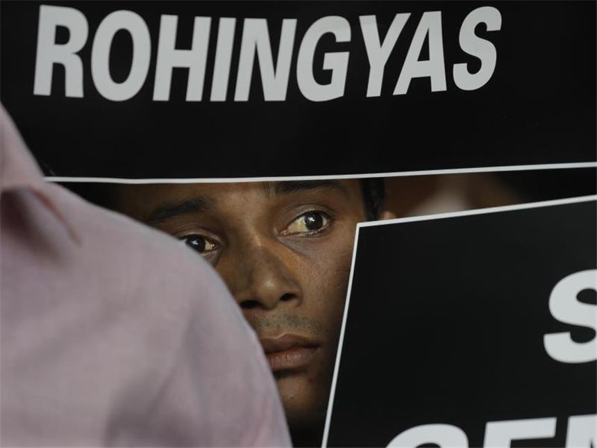 Massenflucht der Rohingyas alarmiert Hilfsorganisationen Solidaritäts-Aktion vor dem indischen Parlament in Neu-Delhi. Foto: Manish Swarup