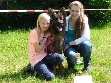 Sophie Kaltenmorgen und Rabea Rückert trainieren ihre Hunde für die Weltausstellung für Deutsche Schäferhunde in Nürnberg. 