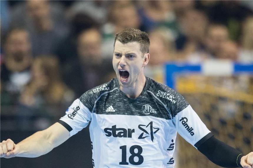 Vier Siege für deutsche Handball-Clubs Sorgte mit seinem Treffer Kurz vor Schluss für den Kieler Sieg in Celje: Niclas Ekberg. Foto: Annegret Hilse