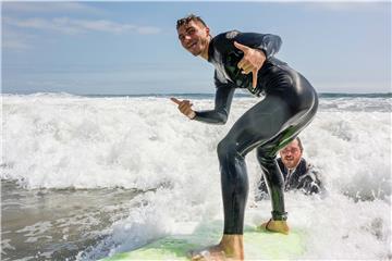 Spaß beim Surfen: Maximilian Philipp.