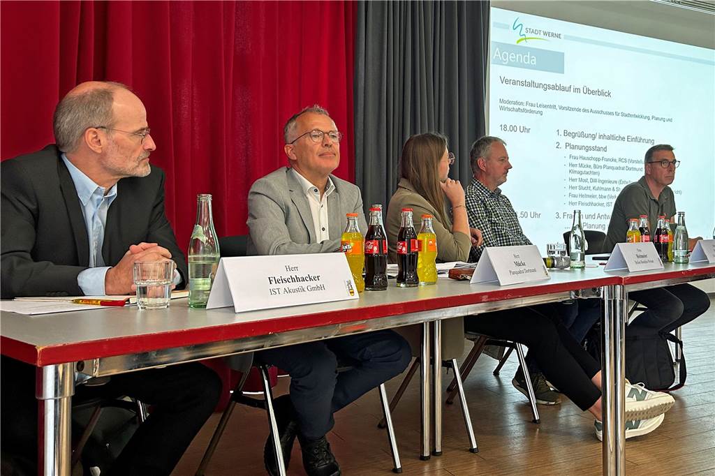 Lärm, Dreck, Gestank: Bürger diskutieren ihre Sorgen wegen der RCS-Erweiterung Stafen Fleischhacker, Dietmar Mücke, Franziska Heitmeier, Volker Stucht und Christian Most (von links) stellen Gutachten vor.