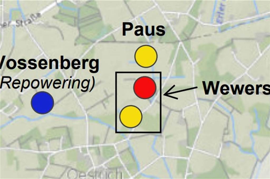 Standort der Windkraft-Projekte Paus und Wewers.
