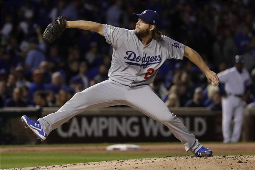 Endspiele gegen Dodgers in Houston auch Trost nach Hurrikan Star-Pitcher Clayton Kershaw (22) von den Los Angeles Dodgers. Foto: Matt Slocum