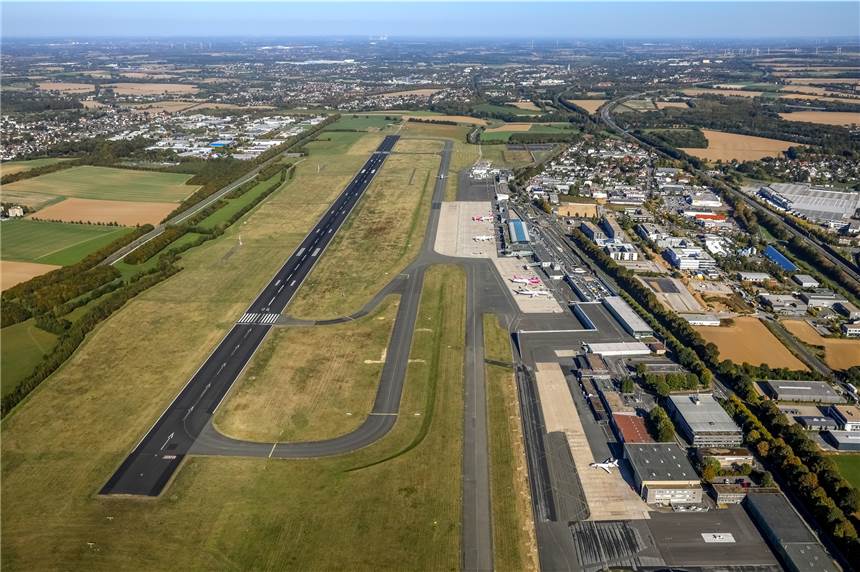 Flughafen Dortmund: Passagierzahlen brechen um 98,5 Prozent ein Der Dortmund Airport. Der Flugverkehr ist um 96,8 Prozent eingebrochen.