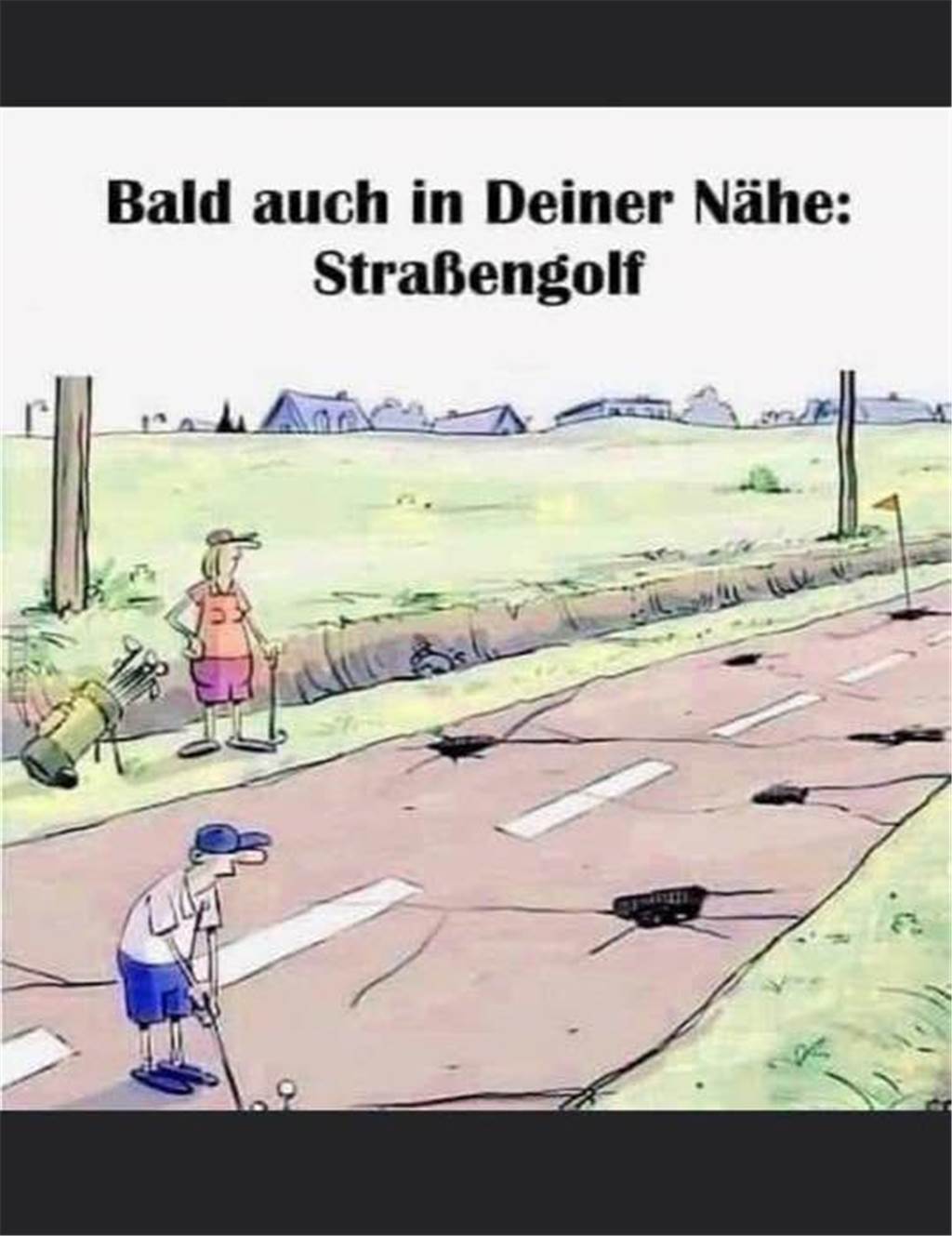 Straßenzustand in Aplerbeck sorgt für Ärger: „Ich bin entsetzt, wie das vorwärtsgeht“ Straßengolf: Dieses Bild kursiert im Netz. Die Aplerbecker können davon ebenfalls ein Lied singen.