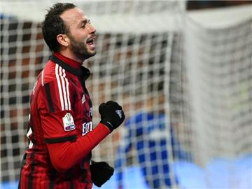 Stürmer Giampaolo Pazzini traf für den AC Mailand zum 1:0. Foto: Daniel dal Zennaro