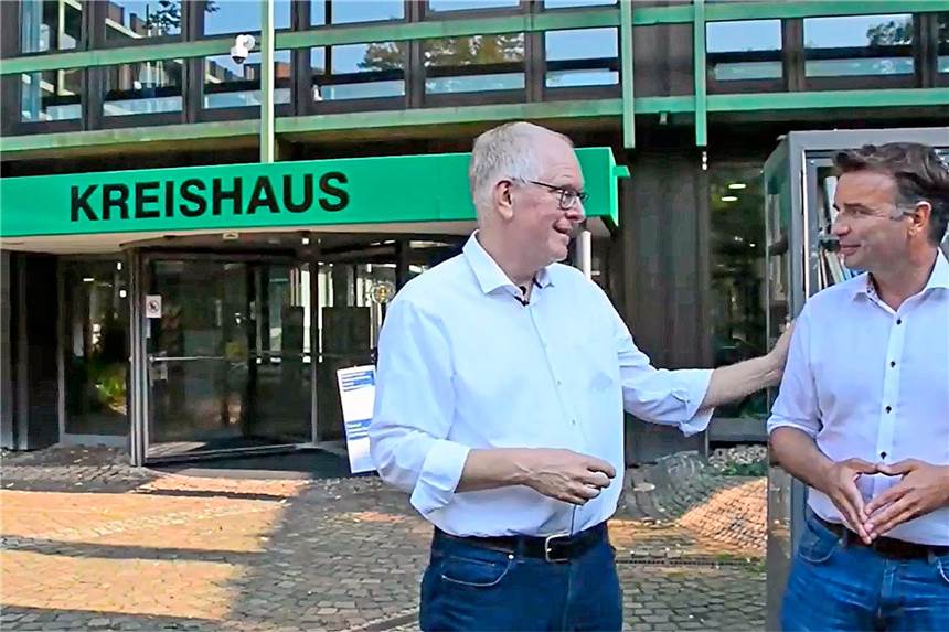Unerlaubte Wahlwerbung: Landrat tritt als Wahlleiter zurück Landrat Cay Süberkrüb (l.) und SPD-Landratskandidat Michael Hübner.