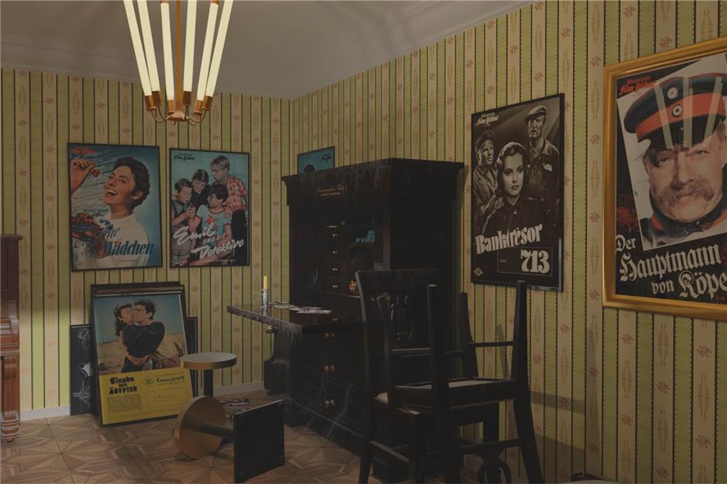 Film über Lüner Kinogeschichte(n) beschert Uwe Koslowski Filmpreis „Obelisk“ Szene aus der Kino-DVD - ein Kinokeller mit Plakaten.