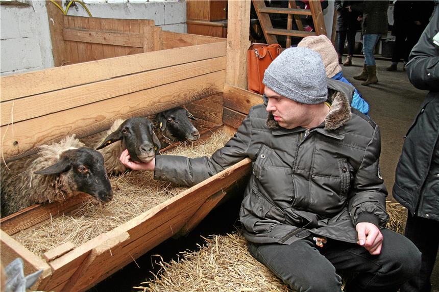 Es war einmal ein zitronengelbes Schaf … Thomas (31) hat eine innige Beziehung zu den Schafen auf Gut Königsmühle.