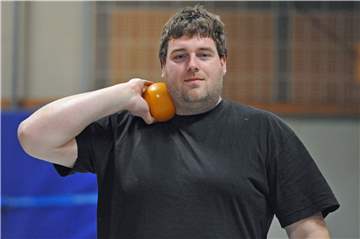 Thomas Schmitt vor dem Training in der Aabachhalle.