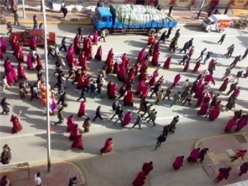 Tibetische Mönche bei einer Protestkundgebung im März 2008. (Symbolbild, Foto: FREETIBET.ORG)