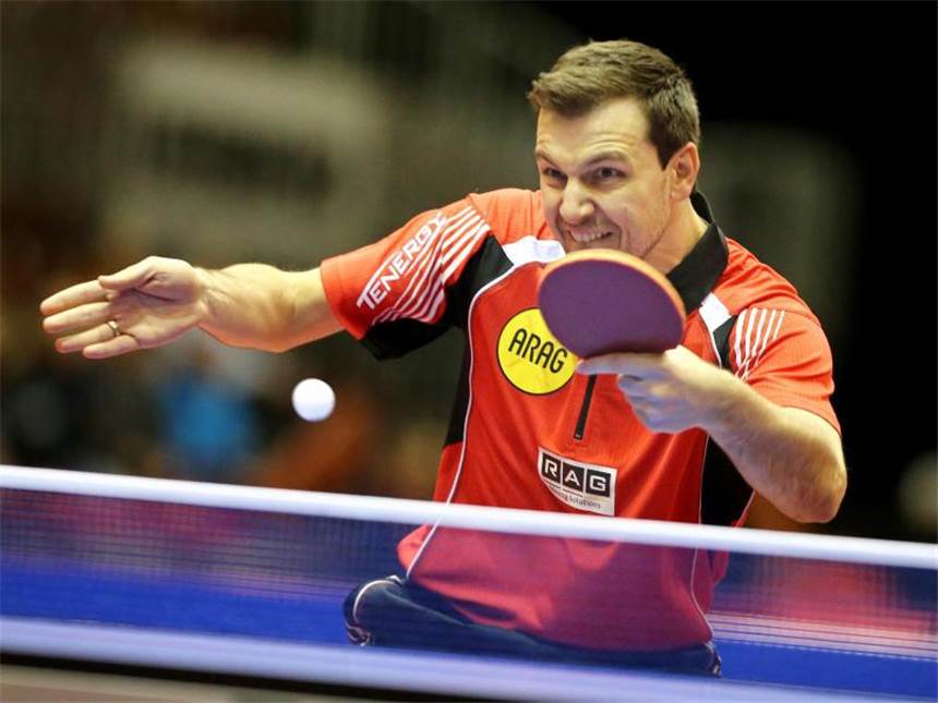 Tischtennis-Genie Boll: Rekordtitel zum Geburtstag Timo Boll gewann das Finale gegen Ruwen Filus. Foto: Jan Woitas