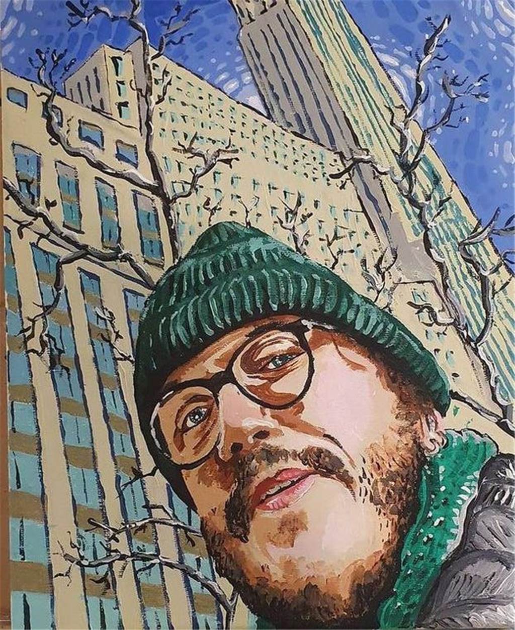 Tobias Harmeling malt Menschen: Pinselstrich gibt Bildern Charakter Tobias Harmeling im Selbstporträt: Bryant Park