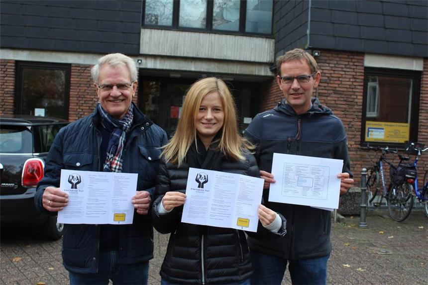 Arbeitskreis Asyl bietet Flüchtlingen Perspektiven Torsten Kiesheyer, Hans-Bernd Marks, Delia Hartmann.