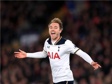 Tottenham Hotspurs Christian Eriksen jubelt nach seinem Torschuss. Foto: Adam Davy