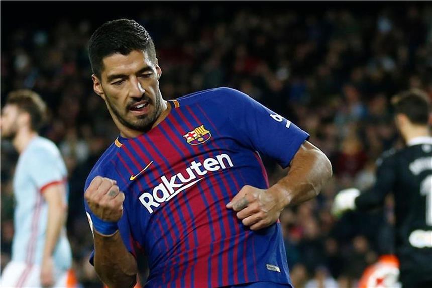 Barcelona-Derby im Viertelfinale des spanischen Pokals Traf gegen Celta Vigo: Barcelonas Stürmer Luis Suarez. Foto: Manu Fernandez