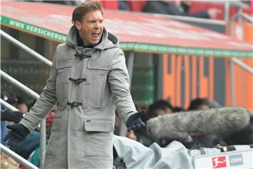 Trainer Julian Nagelsmann freut sich über den Sieg seiner Hoffenheimer. Foto: Stefan Puchner