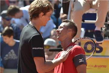 Treffen bei den US Open aufeinander: Alexander Zverev (l) und Philipp Kohlschreiber. Foto: Angelika Warmuth
