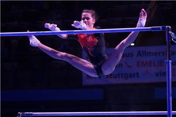 Turnerin Pauline Schäfer gewinnt in ihrem ersten Wettkampf seit dem WM-Titel die EM-Qualifikation. Foto: Deniz Calagan