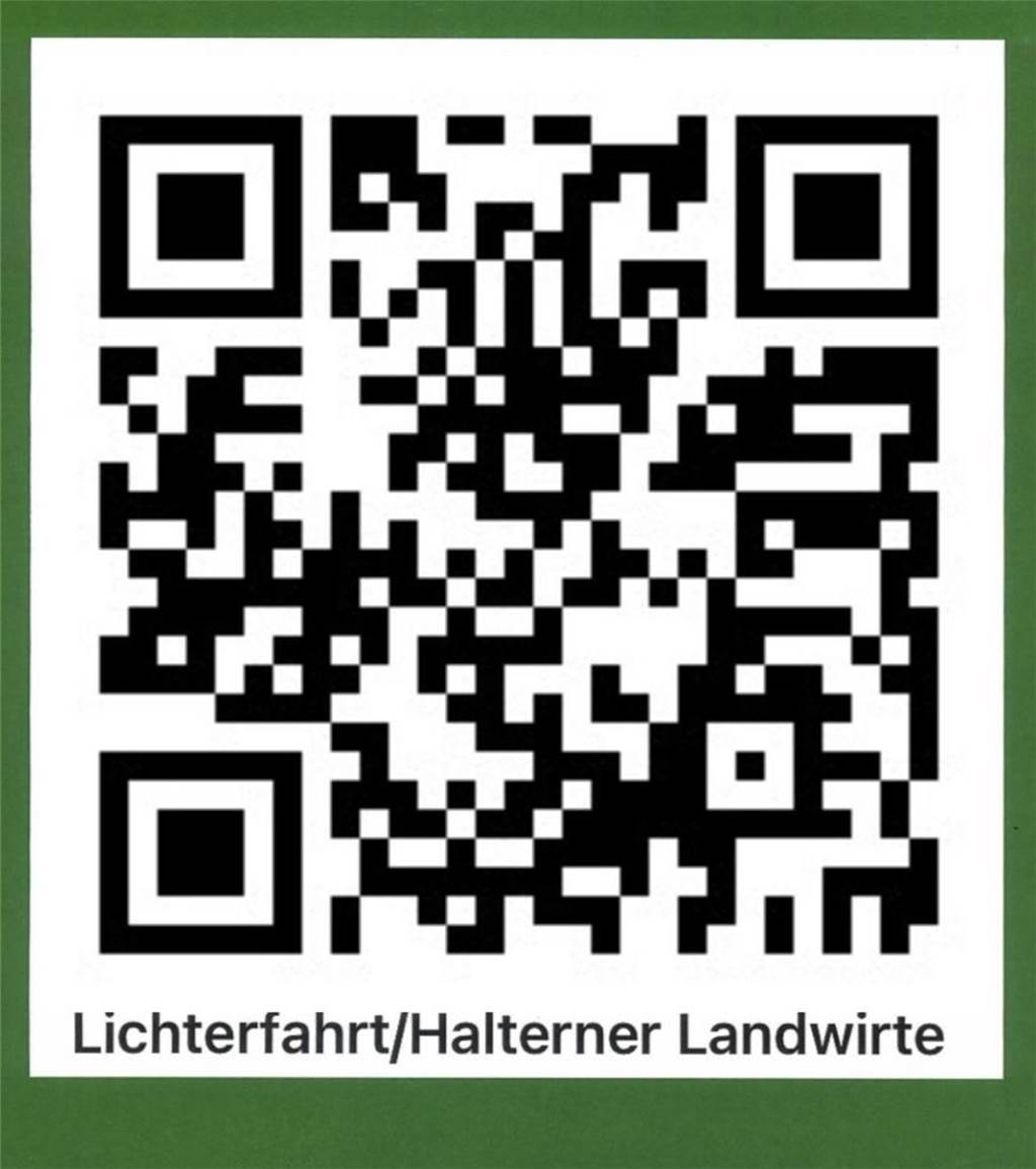 Lichterfahrt 2023: Alle Informationen zum Trecker-Umzug im Überblick Über den QR-Code geht es direkt zum Spendenkonto für die Lichterfahrt in Haltern.