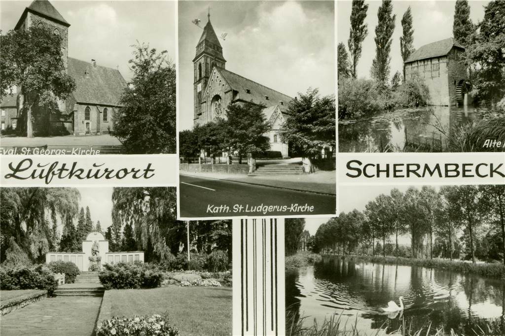Alte Postkarte mit dem Aufdruck Luftkurort Schermbeck