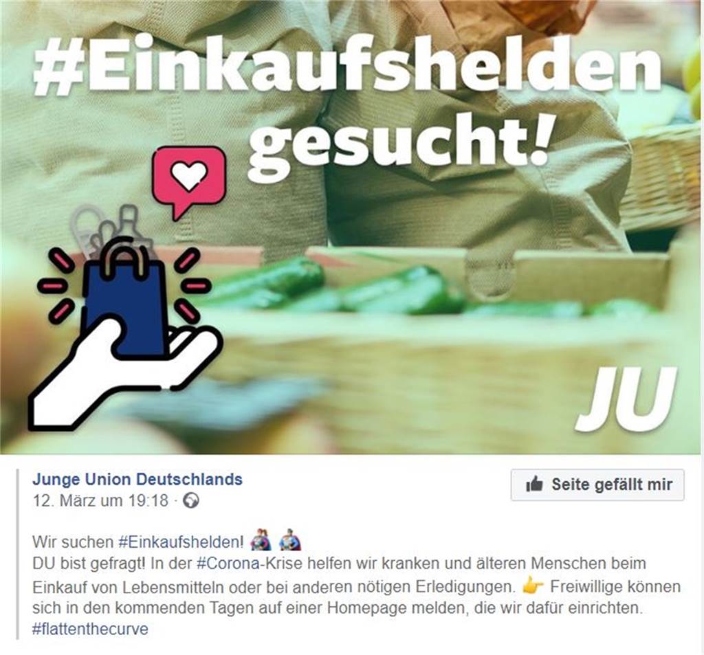Junge Union und Jusos wollen Einkaufsangebote für ältere Menschen und Kranke koordinieren Und so sucht die Junge Union nach Einkäufern.