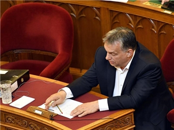 Ungarns Ministerpräsident Viktor Orban im Parlament in Budapest. Foto: Tibor Illyes/MTI