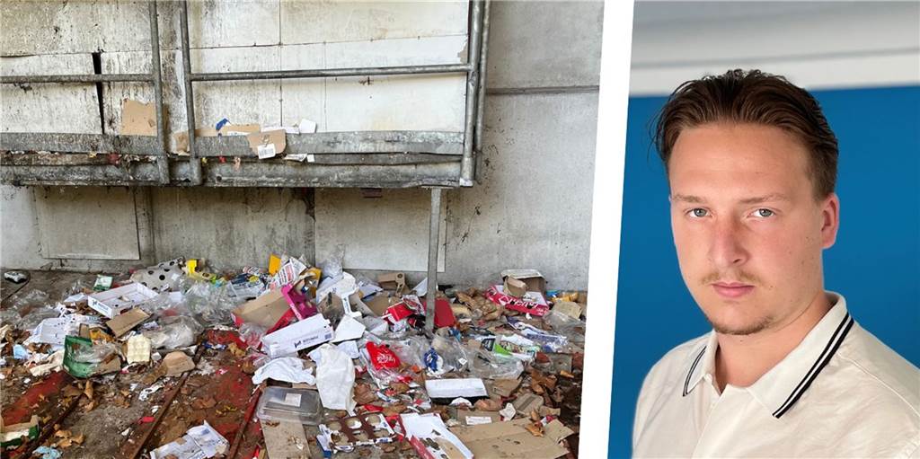 Dreck am Horne-Center: Solche Einzugsgeschenke braucht kein Mensch An der Laderampe des ehemaligen Rewe Symalla im Horne-Center liegt Müll. Das findet unser Auto nicht gut.
