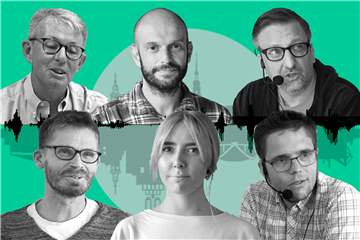Unsere bisherigen Gäste im Uhrzeigersinn (von links oben): Hans-Peter Durst, Marco Bülow, DJ Dash, Henrik Münz, Jil Sohn, Dr. Martin Fähndrich.