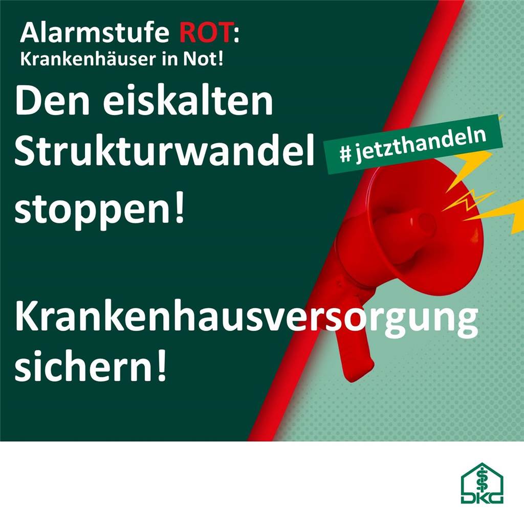 Aktionstag: Marienkrankenhaus Schwerte ruft „Alarmstufe Rot“ aus Werbeplakat der Aktion.